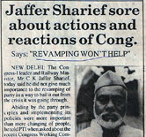 Jaffer Sharief sore about actions and reactions of cong.